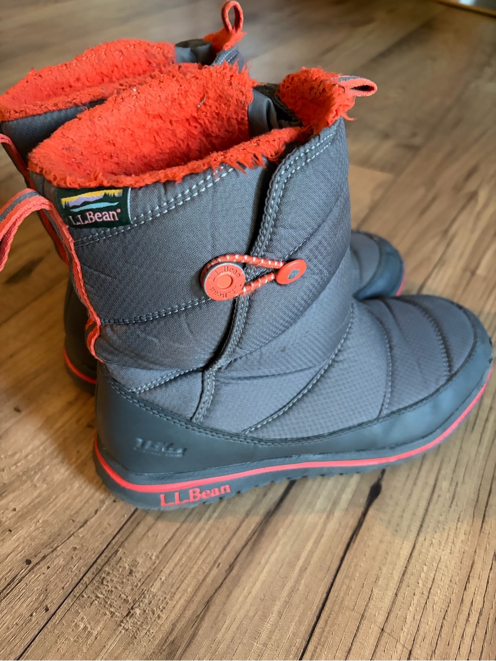 L.L. Bean Kids' Gray and Orange Winter Snow Boots